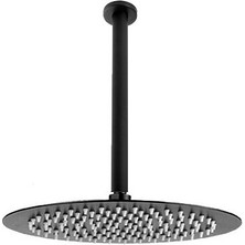 Fause Ankastre Duş Başlığı Borulu Oval Slim Metal Ø25 cm Tavandan Siyah