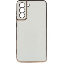 Kvy Samsung Galaxy S21 Fe Parlak Kenarlı Bark Silikon Kılıf Ekran Koruyucu