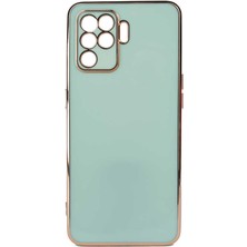 Kvy Oppo Reno 5 Lite Parlak Kenarlı Bark Silikon Kılıf Ekran Koruyucu
