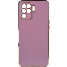 Kvy Oppo Reno 5 Lite Parlak Kenarlı Bark Silikon Kılıf Ekran Koruyucu