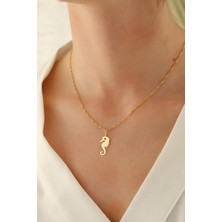 14 Ayar Altın Singapur Zincir Deniz Atı Kolye