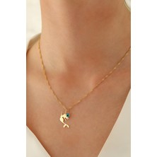 14 Ayar Altın Singapur Zincir Deniz Kızı-Göz Kolye