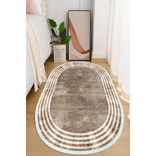 Napoli Home Dijital Baskılı Kaymaz Taban Yıkanabilir Oval Salon  Halısı Mutfak Halısı ve Yolluk NHO-HT-487