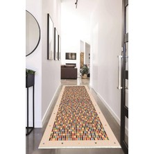 Napoli Home Dijital Baskılı Kaymaz Taban Yıkanabilir Modern Desenli Koridor Halısı Yolluk NHU-HK-102