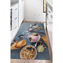 Napoli Home Dijital Baskılı Kaymaz Taban Yıkanabilir Dondurma Desenli Mutfak Halısı NHM-HT-1535