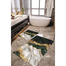 Napoli Home Dijital Baskılı Kaymaz Taban Yıkanabilir 2'li Banyo Paspası Halı Takımı NH-KLZT-HT-321