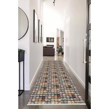 Napoli Home Dijital Baskılı Kaymaz Taban Yıkanabilir Modern Desenli Koridor Halısı Yolluk NHU-HY-1046