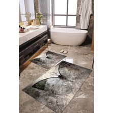 Napoli Home Dijital Baskılı Kaymaz Taban Yıkanabilir 2'li Banyo Paspası Halı Takımı NH-KLZT-HP-774