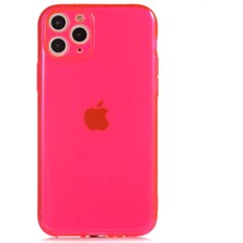 Caseart Apple iPhone 11 Pro Kapak Kamera Korumalı Neon Renkli Silikon Kılıf - Neon Pembe