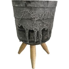 Armenbotanik Antik Görünümlü Ayaklı Saksı (Antrasit Rengi 13 cm Genişliğinde)