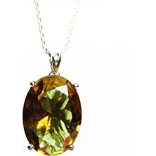 Lilah Gümüş Tr Gümüş Oval Büyük Taşlı Zultanit Kolye