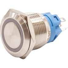 Motorobit 19A-P1-E 19MM Düz Yaylı Işıklı Metal Buton - Beyaz