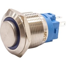Motorobit 19A-G1-E 19MM Çıkık Yaylı Işıklı Metal Buton - Mavi