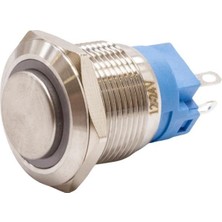 Motorobit 19A-G1-E 19MM Çıkık Yaylı Işıklı Metal Buton - Beyaz