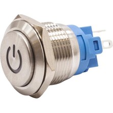 Motorobit 19A-G1-C 19MM Çıkık Yaylı Işıklı Power Metal Buton - Sarı