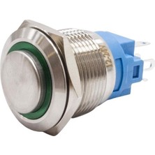Motorobit 19A-G1Z-E 19MM Çıkık Anahtarlı Işıklı Metal Buton - Yeşil