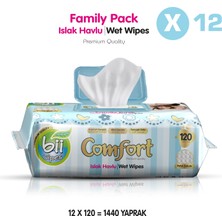 Bii Wipes Comdort 120'lü Aile Boy Islak Mendil 12 x 120 Adet