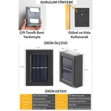 Technojet 1ADET Modern Solar Çift Taraflı Duvar Lamba Güneş Enerjili Aydınlatma Dekorasyon Aplik