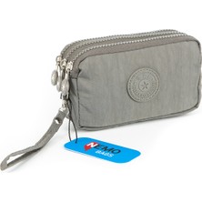 Nemo Bags Unisex Gri Cüzdan 3 Gözlü Bileklikli 17X10 cm Klinkır Su Geçirmez