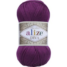 Alize 5 Adet Diva Merserize Ince Ip Yazlık Bikini Bustiyer Bluz Örgü Ipi 297 Mürdüm