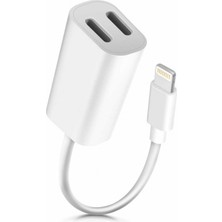 Iphone Çift Lightning Çıkışlı Kablo Beyaz Dual Audio To Charge Adaptör MA015