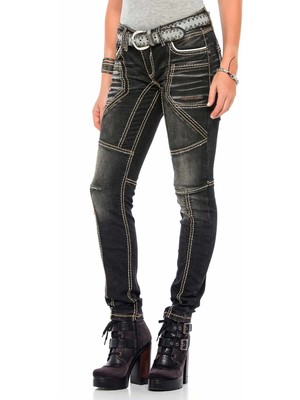 Cipo & Baxx WD382 Renkli Nakışlı Slim Bayan Jeans Pantolon