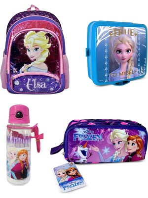 Frozen Disney Frozen Elsa Simli Üç Bölmeli Ilkokul Çantası 4 Parça Set