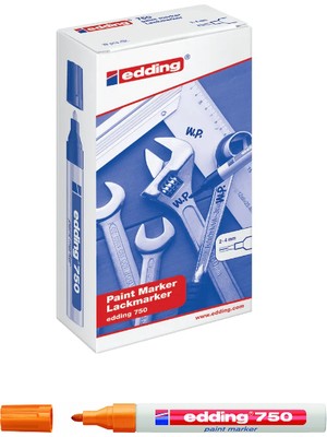 Edding  10 Adet (Turuncu /6) Metal Yüzeylere Kalıcı Yazı Yazan Kalem 750 /2-4mm