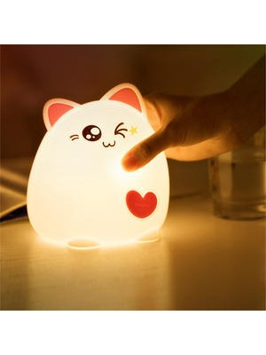 Xinhang LED Gece Lambası Kedi Hayvan USB Şarj Silikon Karikatür Kreş Lambası Bebek Gece Lambası Çocuk Doğum Günü Hediyesi Oyuncak | LED Gece Işıkları (Uzaktan Kumanda) (Yurt Dışından)