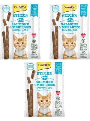 Gimcat Sticks Somon & Atlantik Morina Tahılsız Ödül Çubukları 4'lü 20 gr x 3 Adet