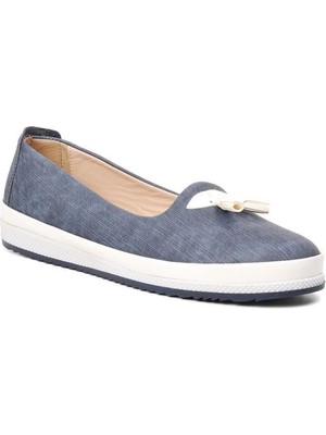 Pabucmarketi Lacivert-Beyaz Topuk Jelli Kadın Günlük Ayakkabı