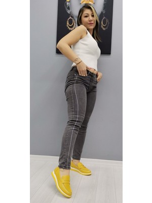 Hakiki Deri Özel Tasarım Anatomik Silikon Taban Rahat Giyim Hardal Kadın Ayakkabı