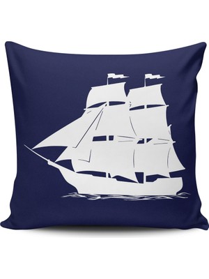 Alkan Homes Denizci Desenli Modern Dijital Baskılı Kırlent Kılıfı