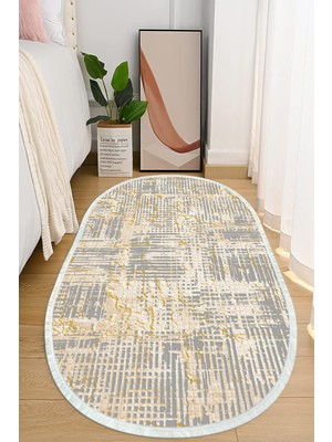 Napoli Home Dijital Baskılı Kaymaz Taban Yıkanabilir Oval Salon  Halısı Mutfak Halısı ve Yolluk Nho-Ht-35