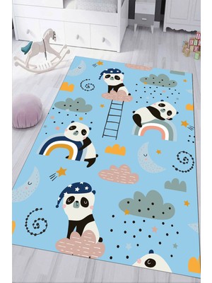 Napoli Home Dijital Baskılı Kaymaz Tabanlı Yıkanabilir Pandalı Çocuk Odası Halısı NHÇ-HP-679