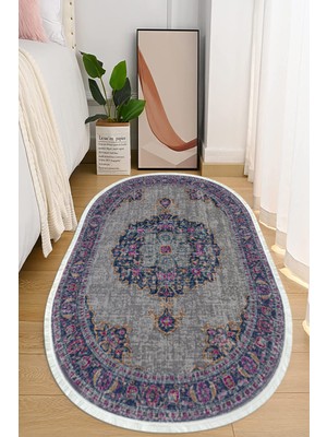 Napoli Home Dijital Baskılı Kaymaz Taban Yıkanabilir Oval Salon  Halısı Mutfak Halısı ve Yolluk NHO-HT-753