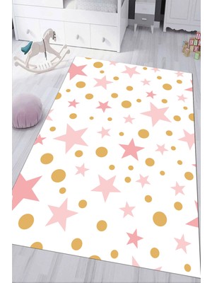 Napoli Home Dijital Baskılı Kaymaz Tabanlı Yıkanabilir Yıldızlı Çocuk Odası Halısı NHÇ-HP-598
