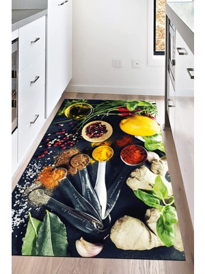 Napoli Home Dijital Baskılı Kaymaz Taban Yıkanabilir Sebze Baskılı Mutfak Halısı NHM-SD-135