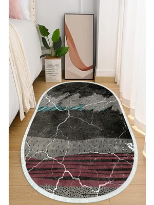 Napoli Home Dijital Baskılı Kaymaz Taban Yıkanabilir Oval Salon  Halısı Mutfak Halısı ve Yolluk NHO-SD-308