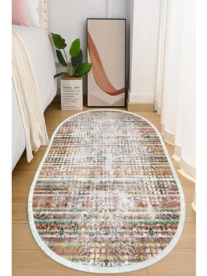 Napoli Home Dijital Baskılı Kaymaz Taban Yıkanabilir Oval Salon  Halısı Mutfak Halısı ve Yolluk NHO-SD-230