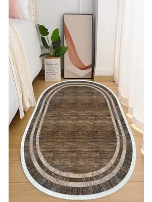 Napoli Home Dijital Baskılı Kaymaz Taban Yıkanabilir Oval Salon  Halısı Mutfak Halısı ve Yolluk NHO-HY-1308