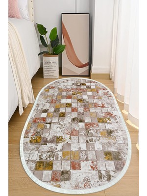 Napoli Home Dijital Baskılı Kaymaz Taban Yıkanabilir Oval Salon  Halısı Mutfak Halısı ve Yolluk NHO-SD-369