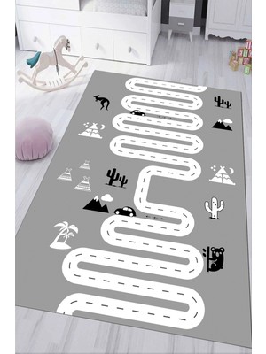 Napoli Home Dijital Baskılı Kaymaz Tabanlı Yıkanabilir Trafik Yollu Çocuk Odası Halısı NHÇ-HP-748