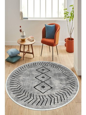 Napoli Home Dijital Baskılı Kaymaz Taban Yıkanabilir Yuvarlak Salon Halısı ve Mutfak Halısı NHY-HT-962