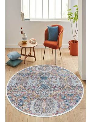 Napoli Home Dijital Baskılı Kaymaz Taban Yıkanabilir Yuvarlak Salon Halısı ve Mutfak Halısı NHY-HT-754