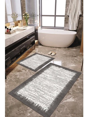 Napoli Home Dijital Baskılı Kaymaz Taban Yıkanabilir 2'li Banyo Paspası Halı Takımı NH-KLZT-HT-512