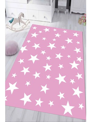 Napoli Home Dijital Baskılı Kaymaz Tabanlı Yıkanabilir Yıldızlı Çocuk Odası Halısı NHÇ-HY-1143