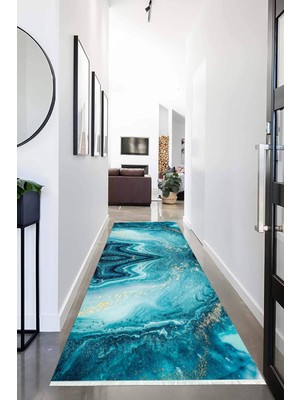 Napoli Home Dijital Baskılı Kaymaz Taban Yıkanabilir Modern Desenli Koridor Halısı Yolluk NHU-HS-341