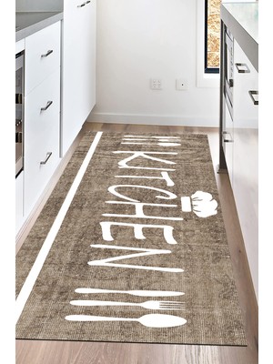 Napoli Home Dijital Baskılı Kaymaz Taban Yıkanabilir Kitchen Yazılı Mutfak Halısı NHM-SD-306