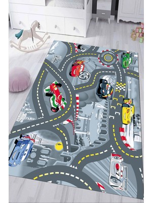 Napoli Home Dijital Baskılı Kaymaz Tabanlı Yıkanabilir Trafik Yollu Çocuk Odası Halısı NHÇ-HP-795